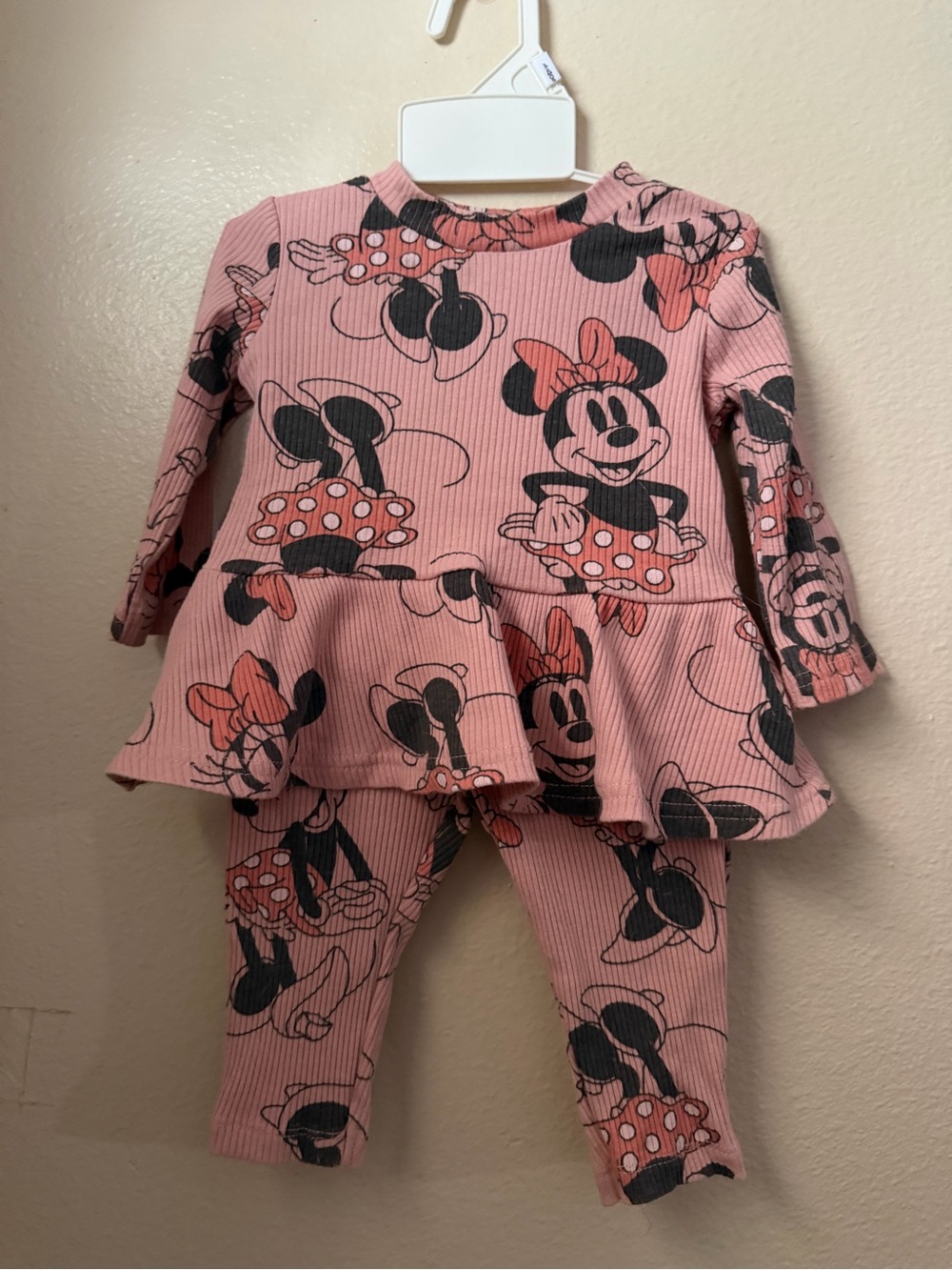 Disney Pink Minnie Mouse Ribbed Matching Set